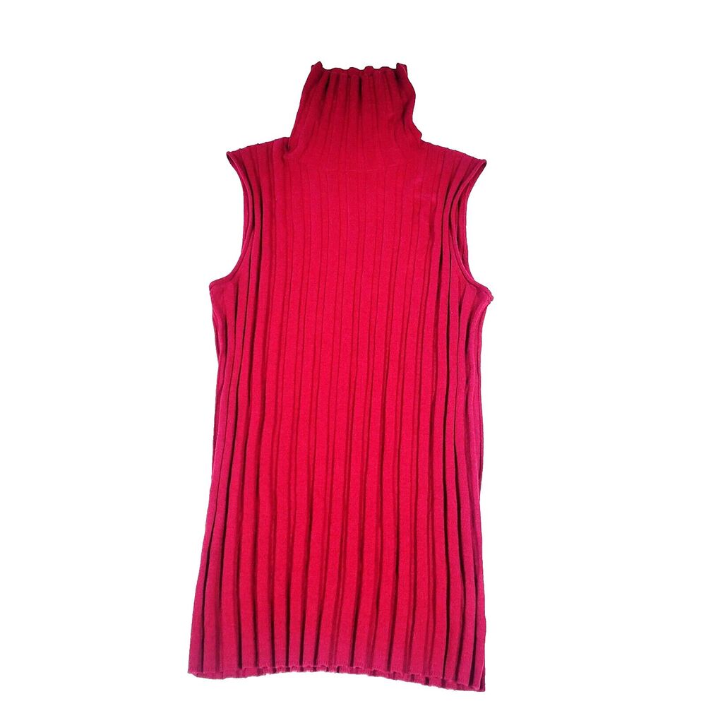 J Crew Ribbed Bodycon Turtleneck Top Stretch wool Knit Fuchsia Layering OS Y2K